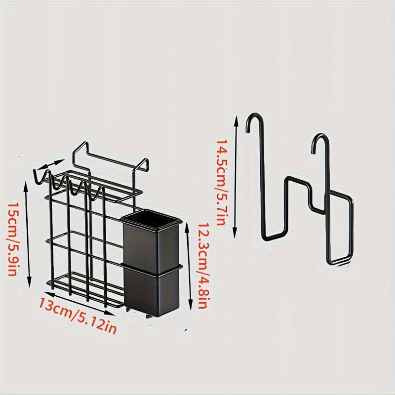 Double Layer Kitchen Organizer Dish Rack with Drainage Metal Storage Stand