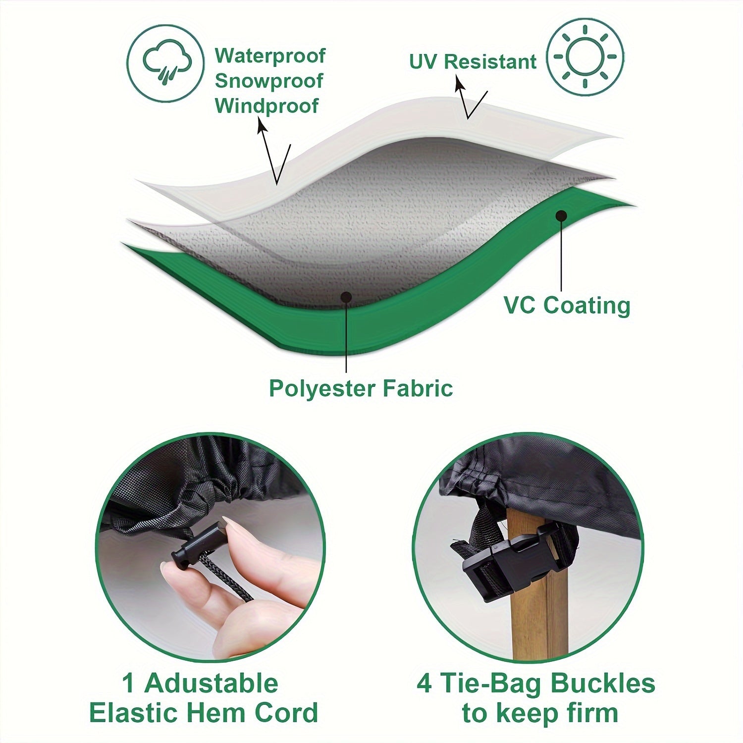 Rectangular Garden Furniture Cover Waterproof Oxford Fabric for Outdoor Patio Rattan