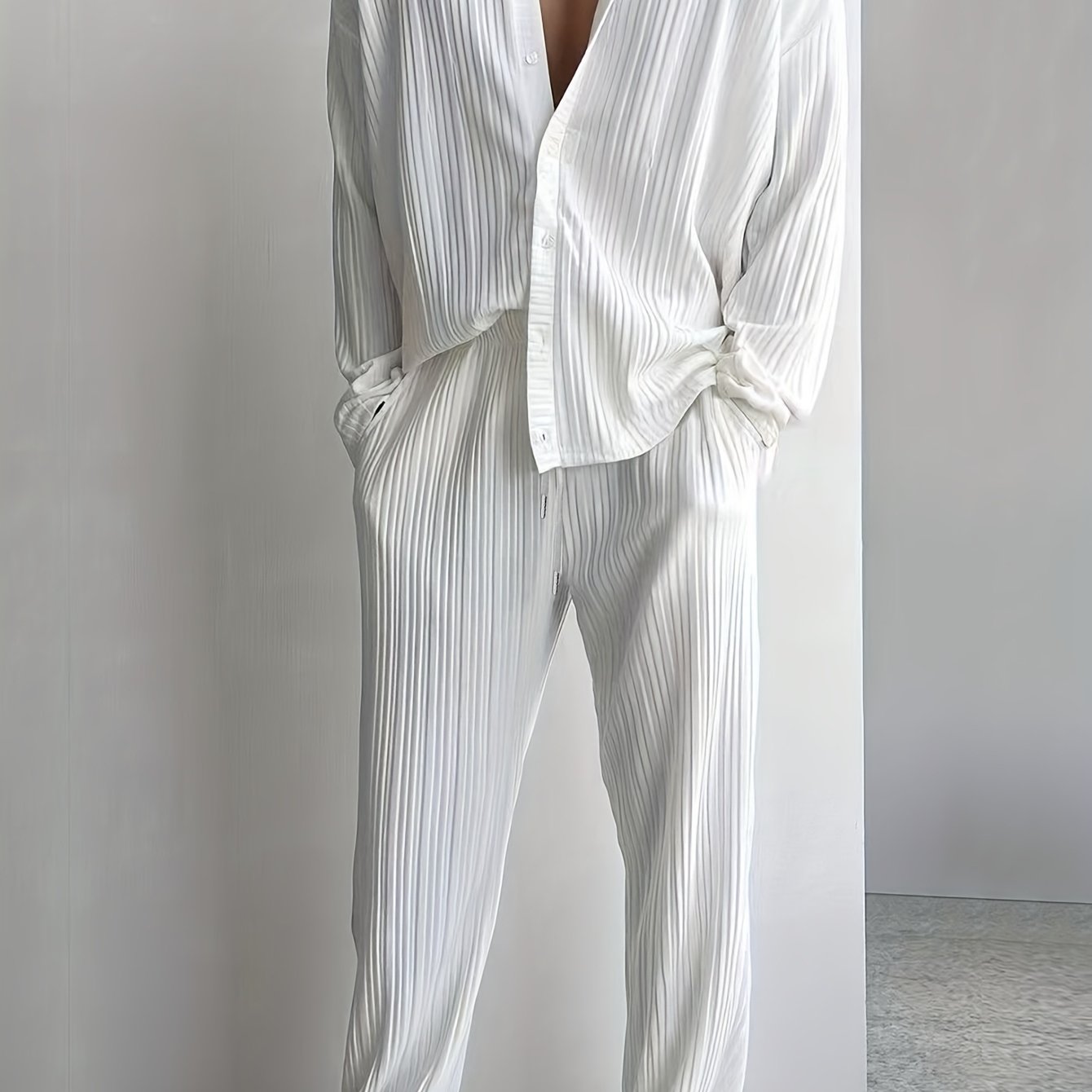 Conjuntos de pijamas de primavera y verano para hogar y estilo relajado en la playa, tela de rayas 3D