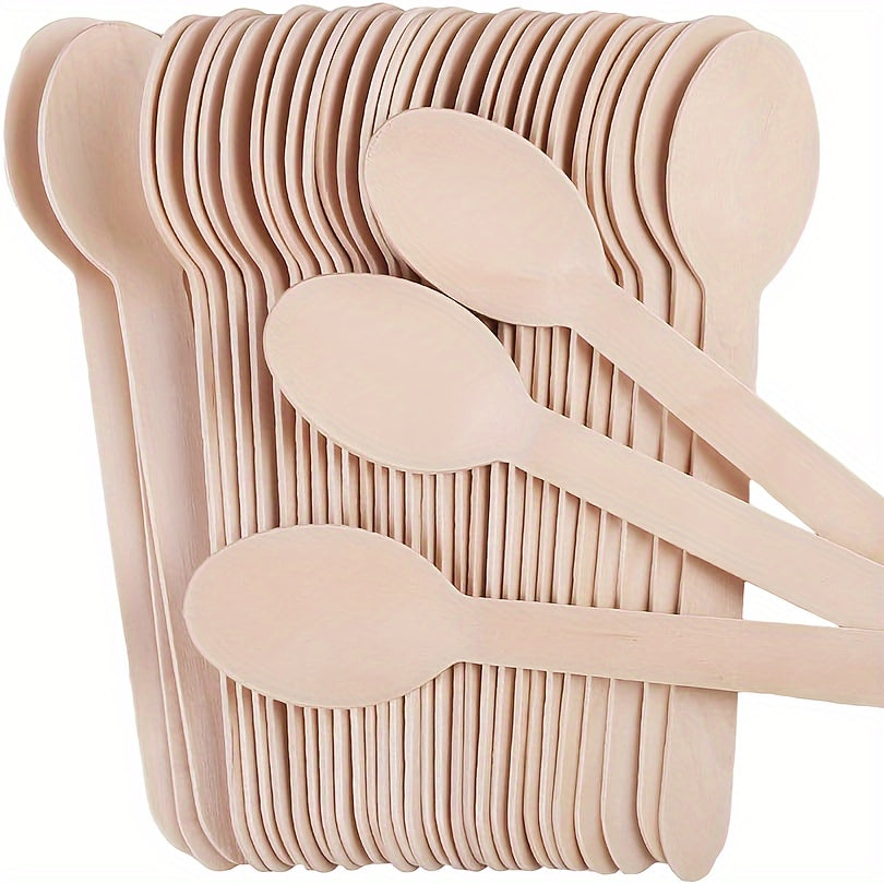 Одноразовые ложки из берёзовой древесины, упаковка по 10, 30, 50, 100 штук для дегустации и сервировки