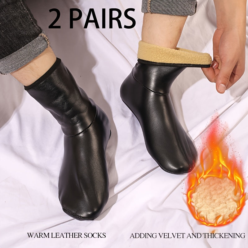 Adult Warm Socks Set of 2 Velvet Non-Slip Indoor Outdoor Winter Unisex