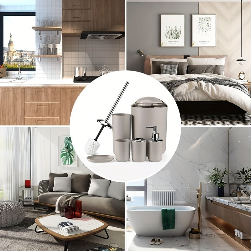 6-Piece Bathroom Accessories Set Grey for Countertop Decor and Gifts