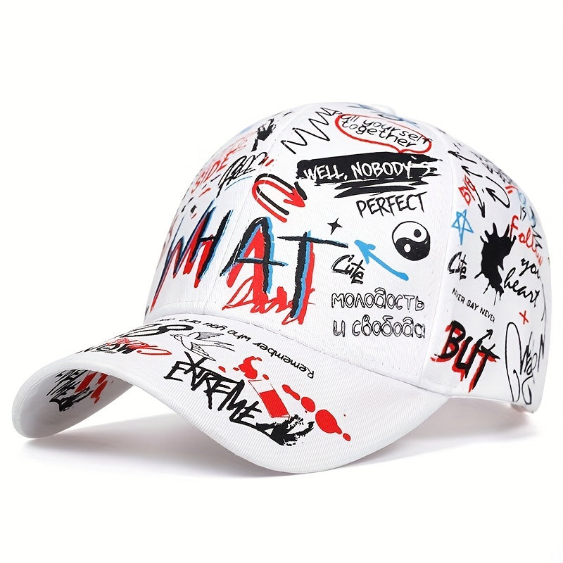 Polyester Graffiti-Style Baseball Cap Casual Streetwear Hip Hop Fashion