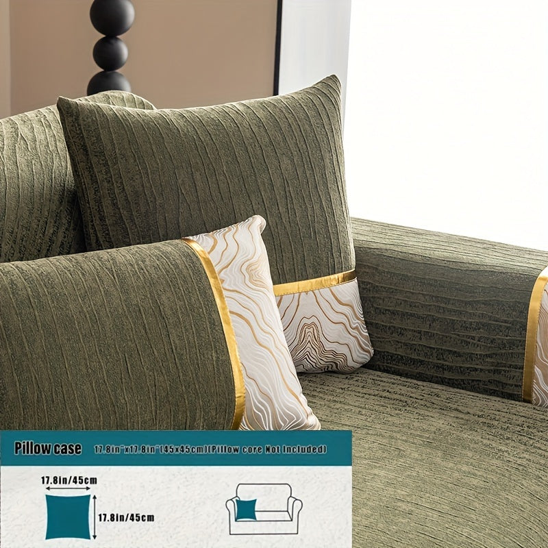 Chenille Sofa Cover for All Seasons Pet-Friendly Non-Slip Fits 1-4 Seater L-Shaped Contemporary