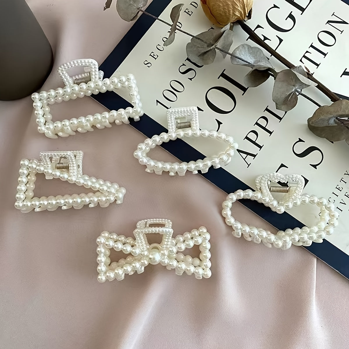 Set of 6 Women's Pearl Hair Clips Summer Hair Accessories Minimalist Plastic Small