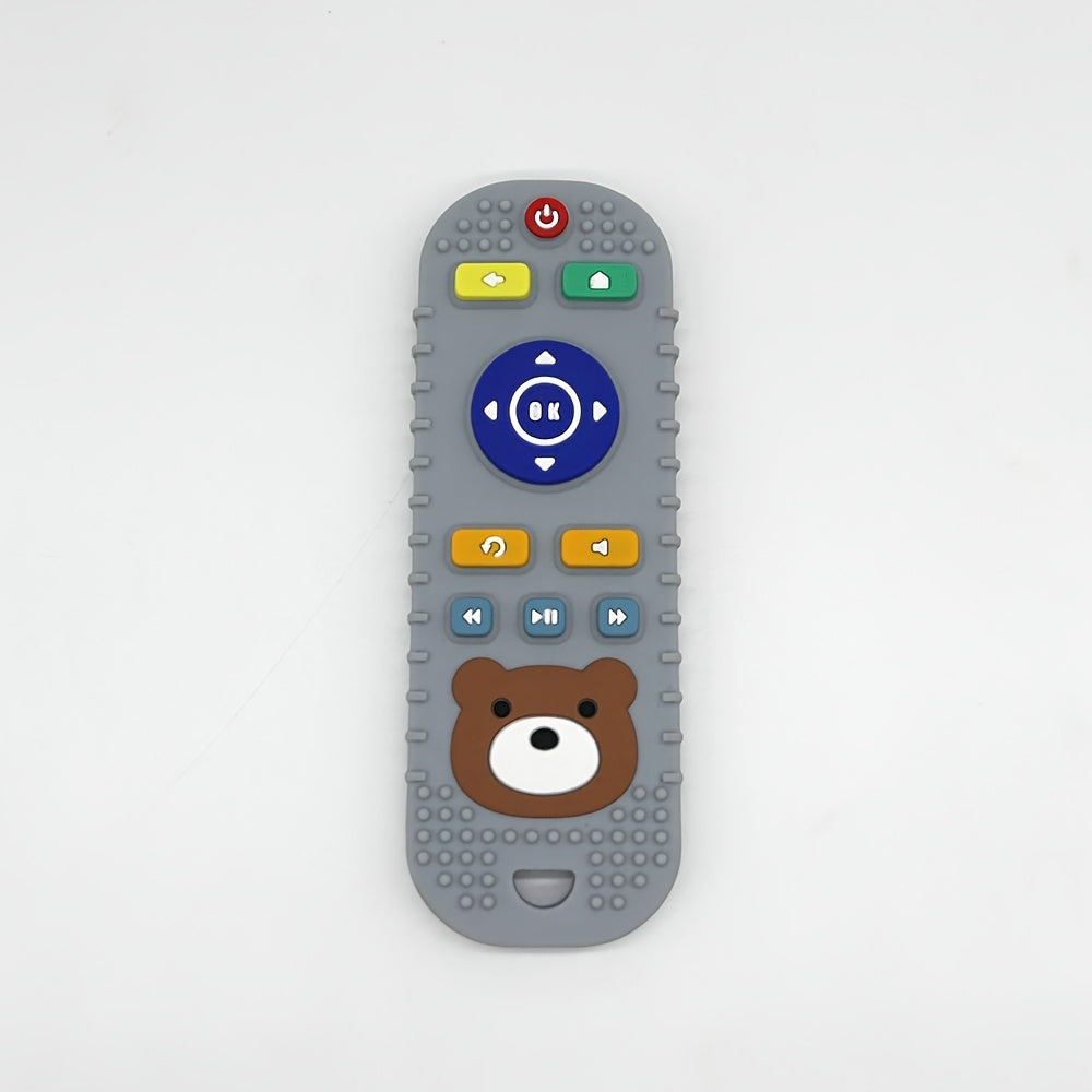 "Multicolor, oson tozalanadigan, 1 ta paketli, bolalar uchun silikon tishlash masofadan boshqarish pultidagi multfilm ayiq dizayni, og'zaki motor rivojlanishi uchun tinchlantiruvchi"