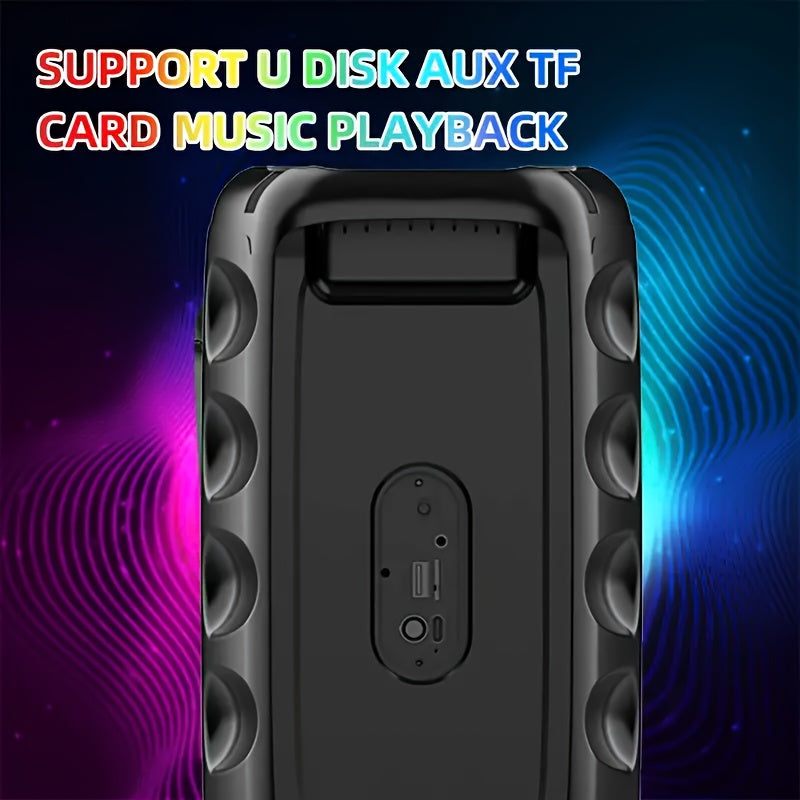 Altavoz Bluetooth inalámbrico con subwoofer y luces de discoteca para fiestas al aire libre