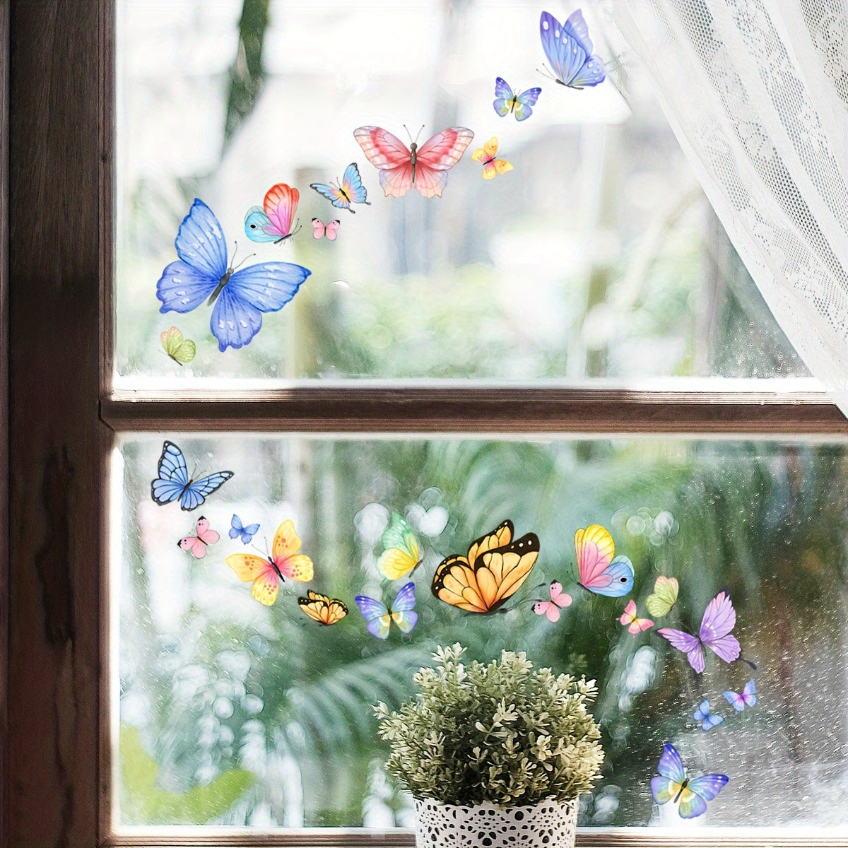 Vibrant Butterfly Window Stickers 25cm x 15cm Reusable Double-Sided Modern Design