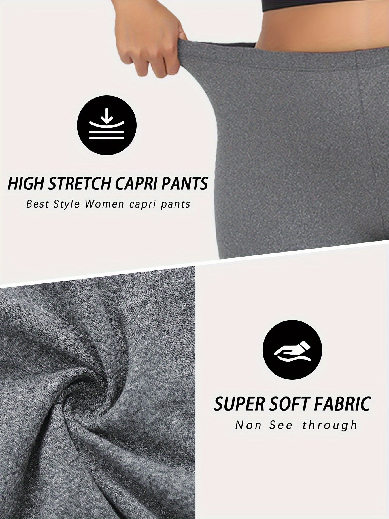 Plus Size Women's Soft Capri Pants Yoga Workout Athletic Leggings