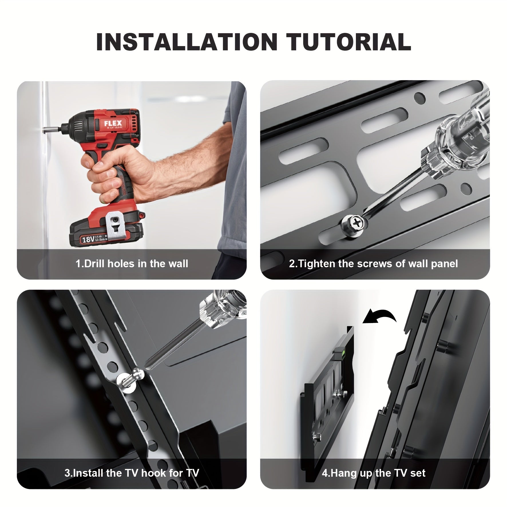 Wall Mount Bracket for 26-60 Inch Flat Screen TVs VESA 400x400mm Slim Profile