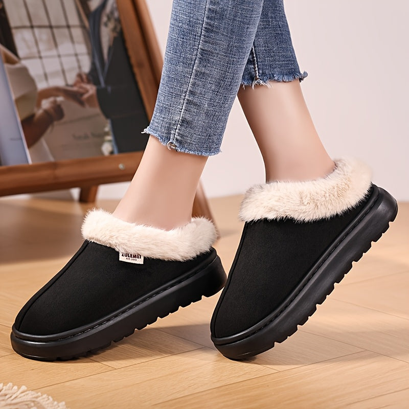 Unisex Warm Plush Collar Casual Home Shoes for Couples
