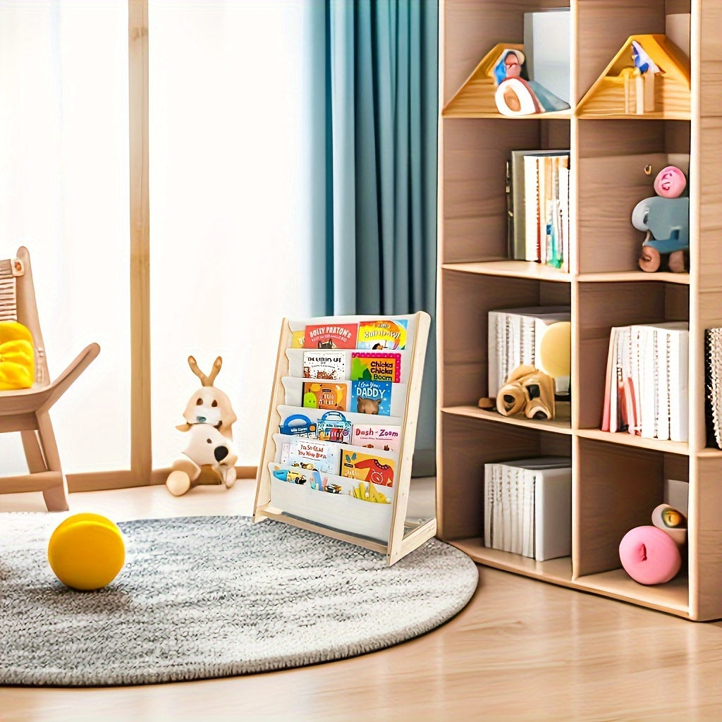 Estantería de madera para niños con 5 niveles, organizador para habitación infantil, dormitorio y sala de estar