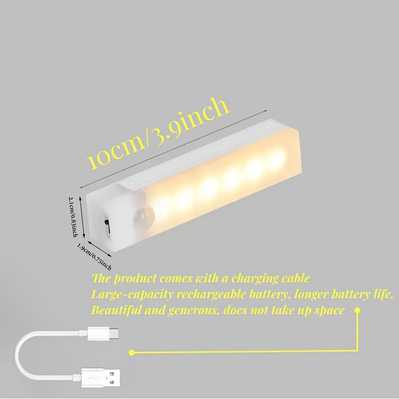 LED Motion Sensor Cabinet Light Wireless Rechargeable Under Counter Closet Night Lighting