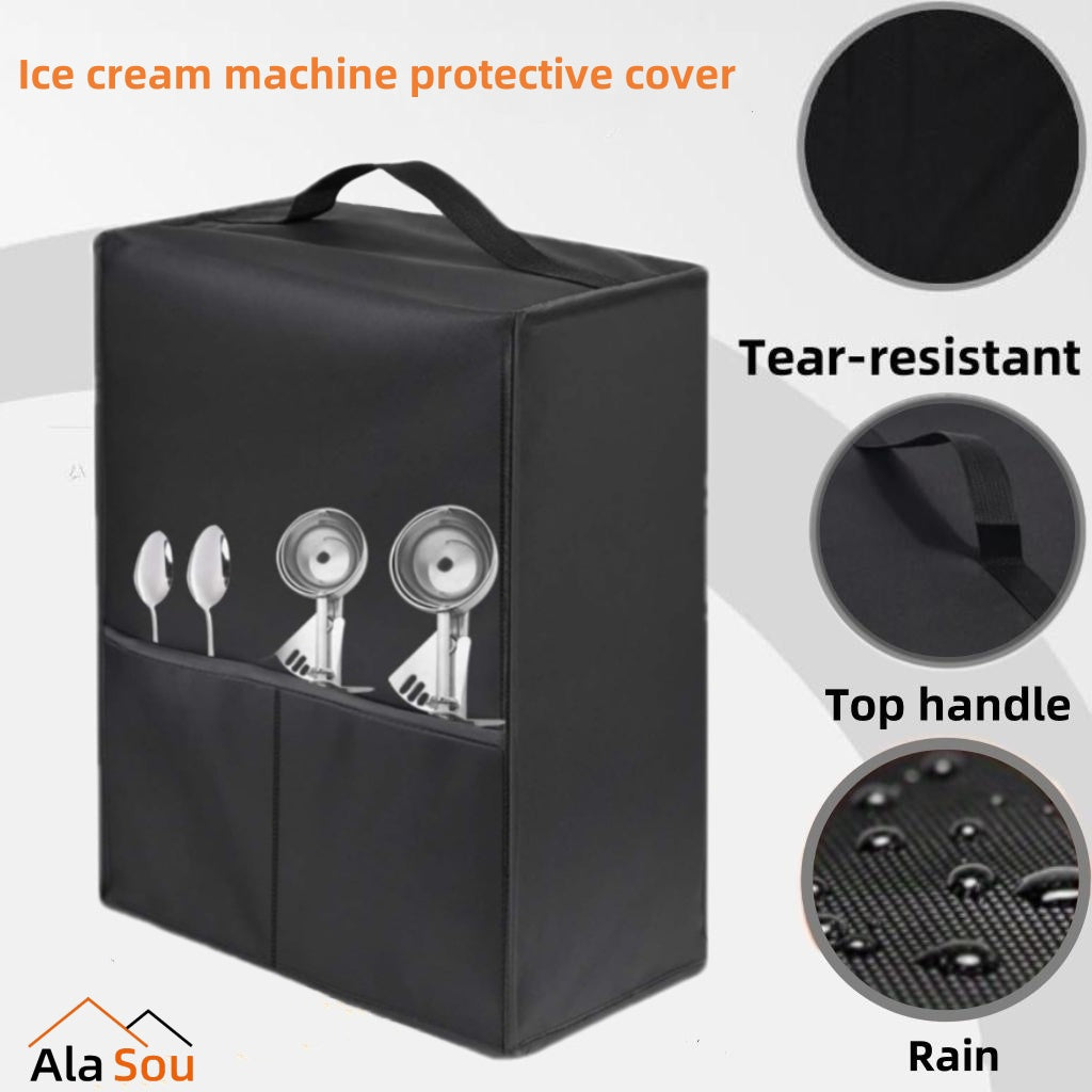 Ice Cream Maker Cover Waterproof Dust Cover with Window and Storage Pocket Black