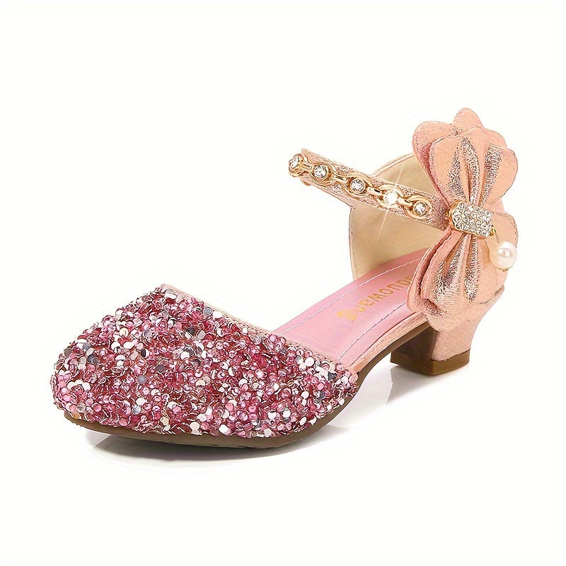 Children's Crystal Sandals for Girls Princess Design Spring Summer Breathable Glitter Round Toe Low Top