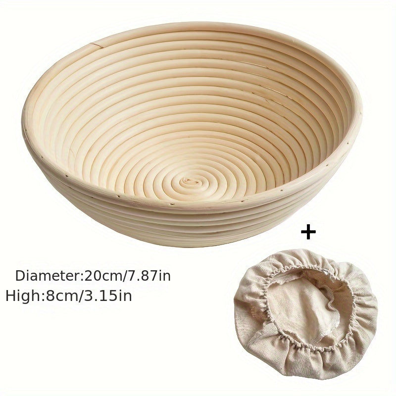 Rattan Bread Proofing Basket with Liner Cloth for Sourdough Dough Fermentation