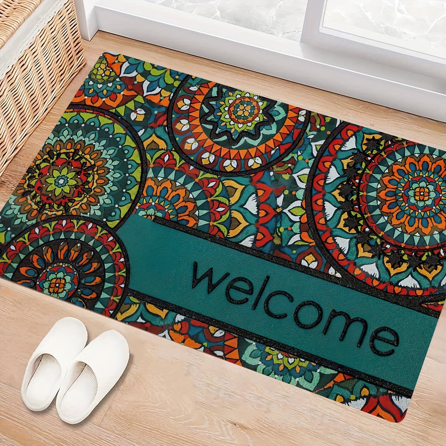 Bohemian Doormat Rug, Machine Washable, Bedroom Living Room Decor