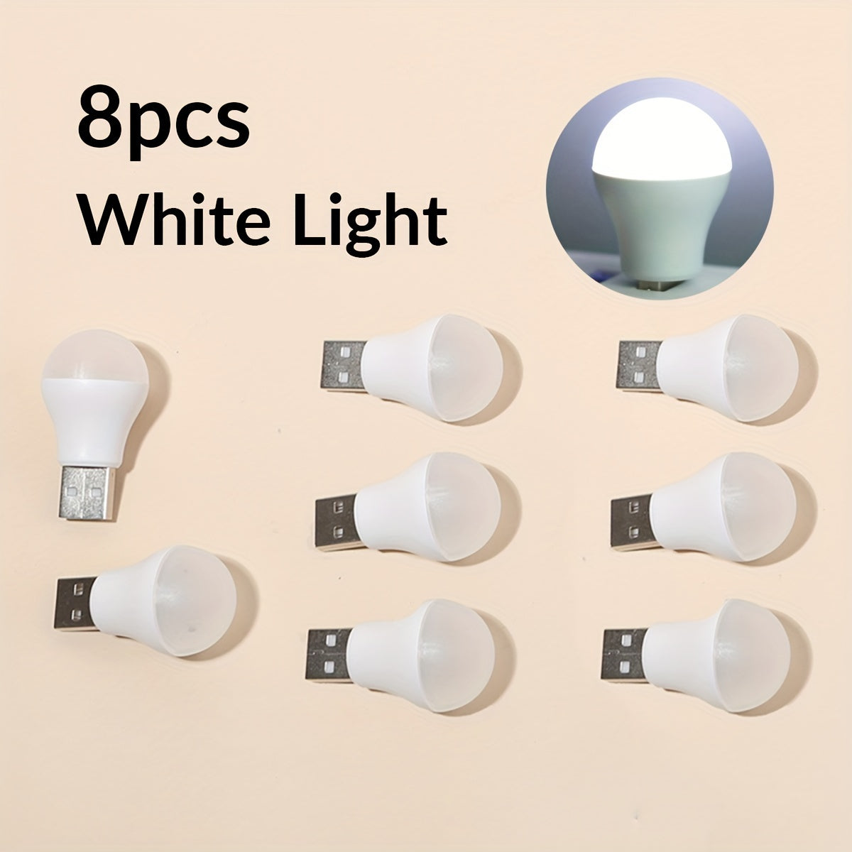 Mini USB Night Light with Warm and White Light for Eye Protection Portable LED Night Lamp for Reading Available in 2/3/5/8/10pcs
