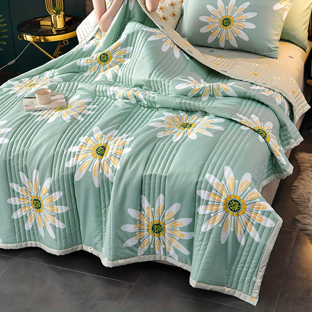 Летнее охлаждающее тонкое одеяло для односпальной или двуспальной кровати с принтом, стеганое покрывало, мягкое и комфортное