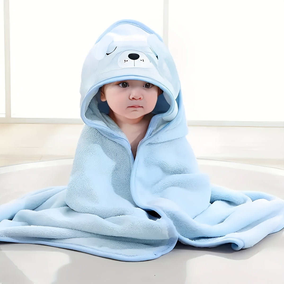Baby Hooded Towel Soft Knit Absorbent Bath Towel for Infants 0-3 Years
