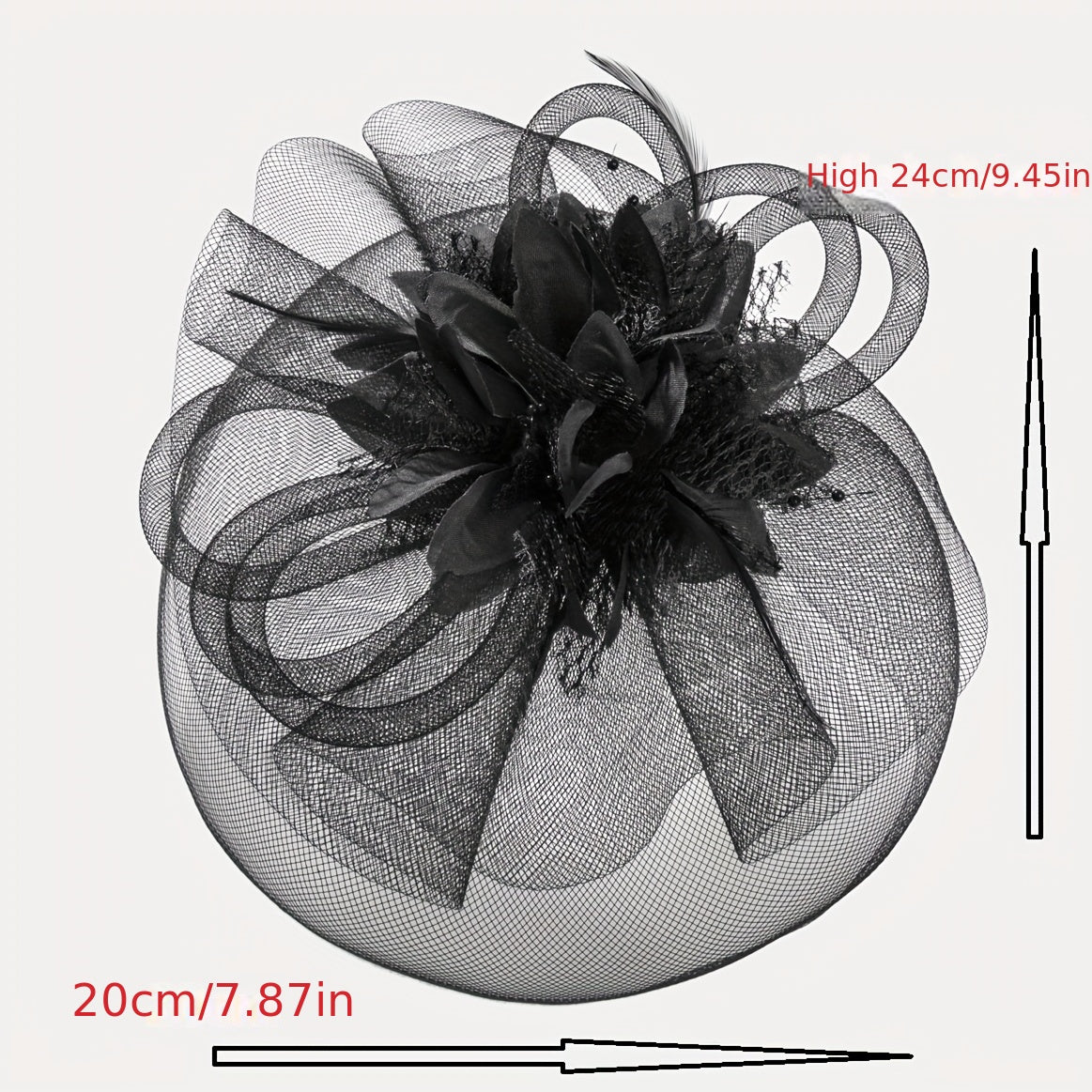 Women's Mesh Flower Faux Feather Veil Hair Accessory for Weddings and Parties