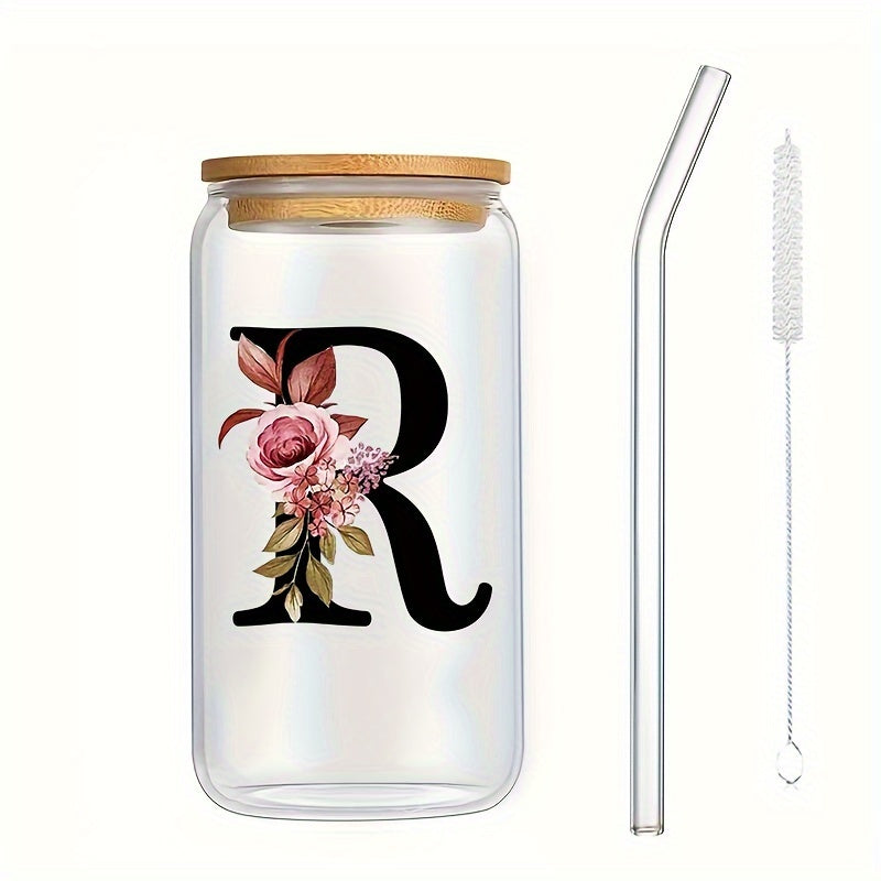 Vaso de vidrio para bebidas frías con tapa de bambú, impreso en 3D, de borosilicato, jugo, cerveza, café