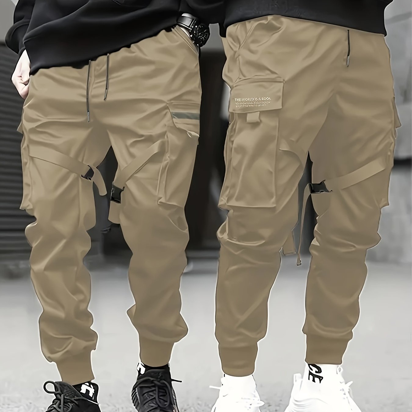 Men's Cargo Pants with Multiple Flap Pockets Casual Work and Outdoor Wear Polyester All-Season