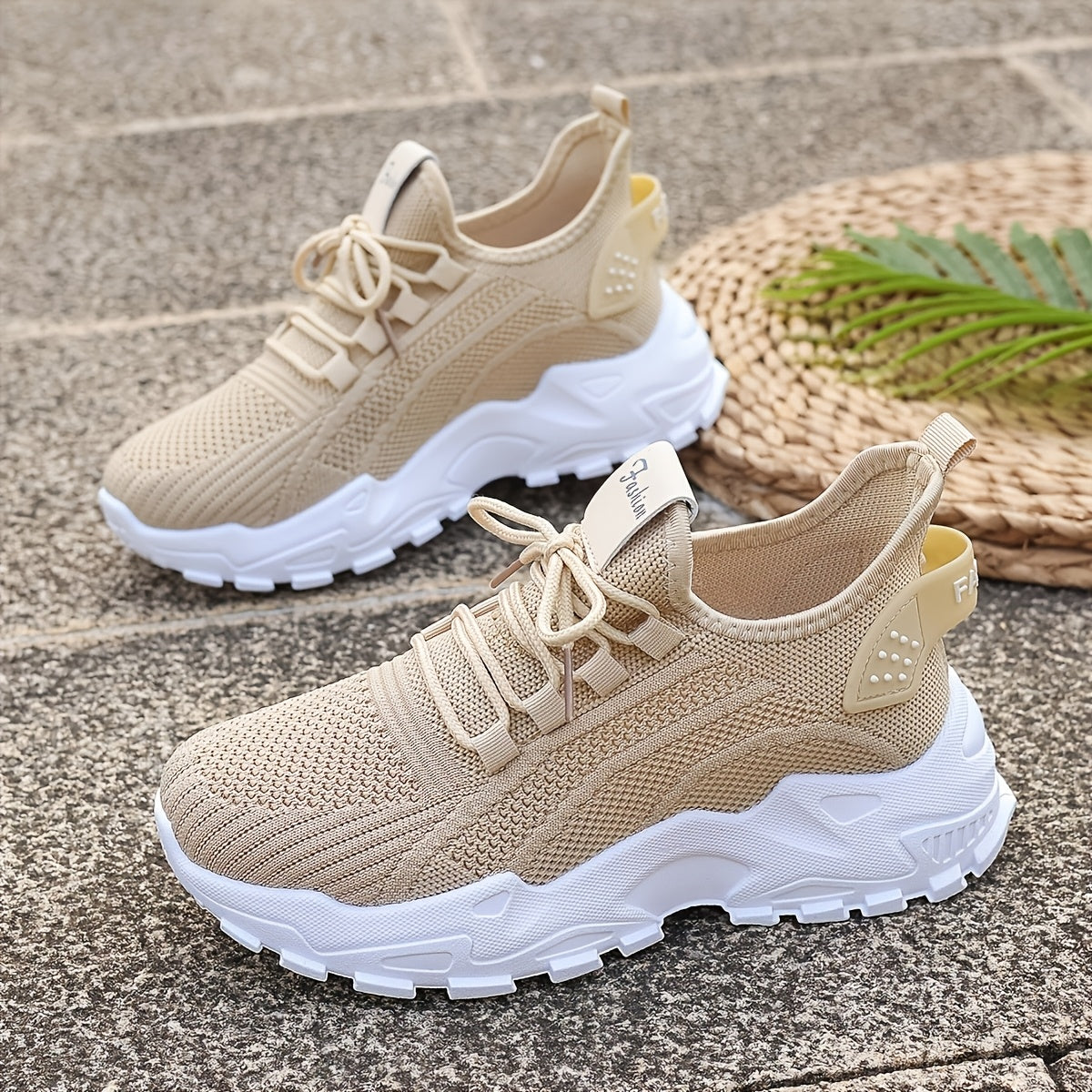 Unisex Breathable Knitted Sports Shoes Non-Slip Lace-Up Slip-On