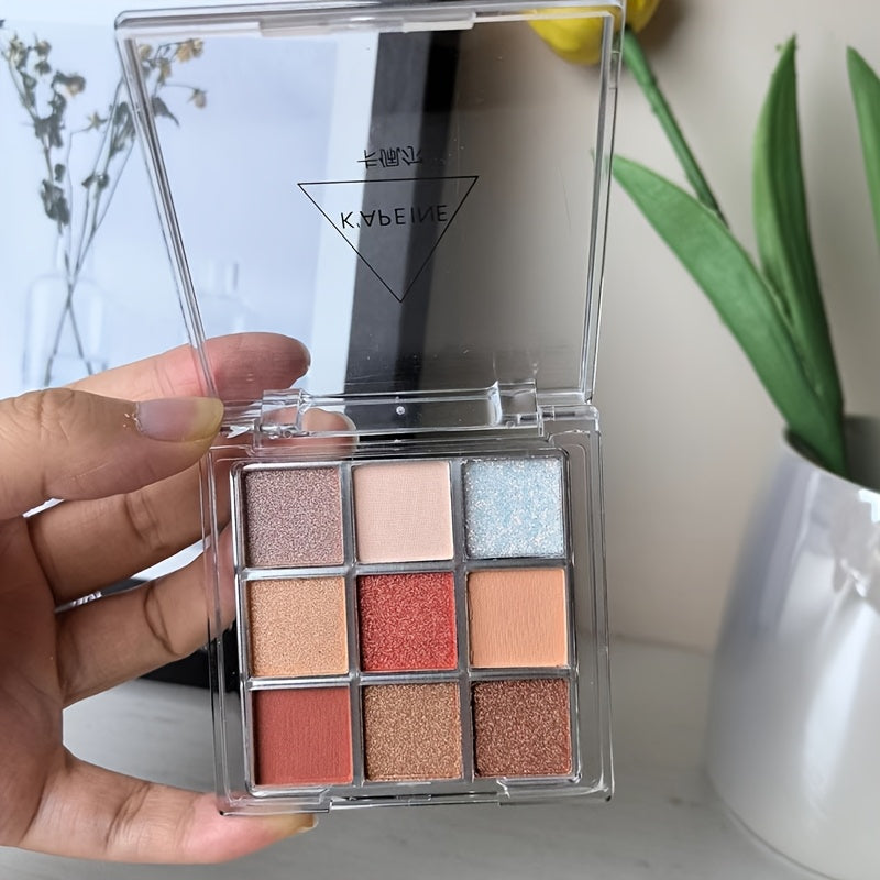 Translucent Eyeshadow Palette with 9 Shades in Gold Pink and Silver Matte Shimmery Makeup