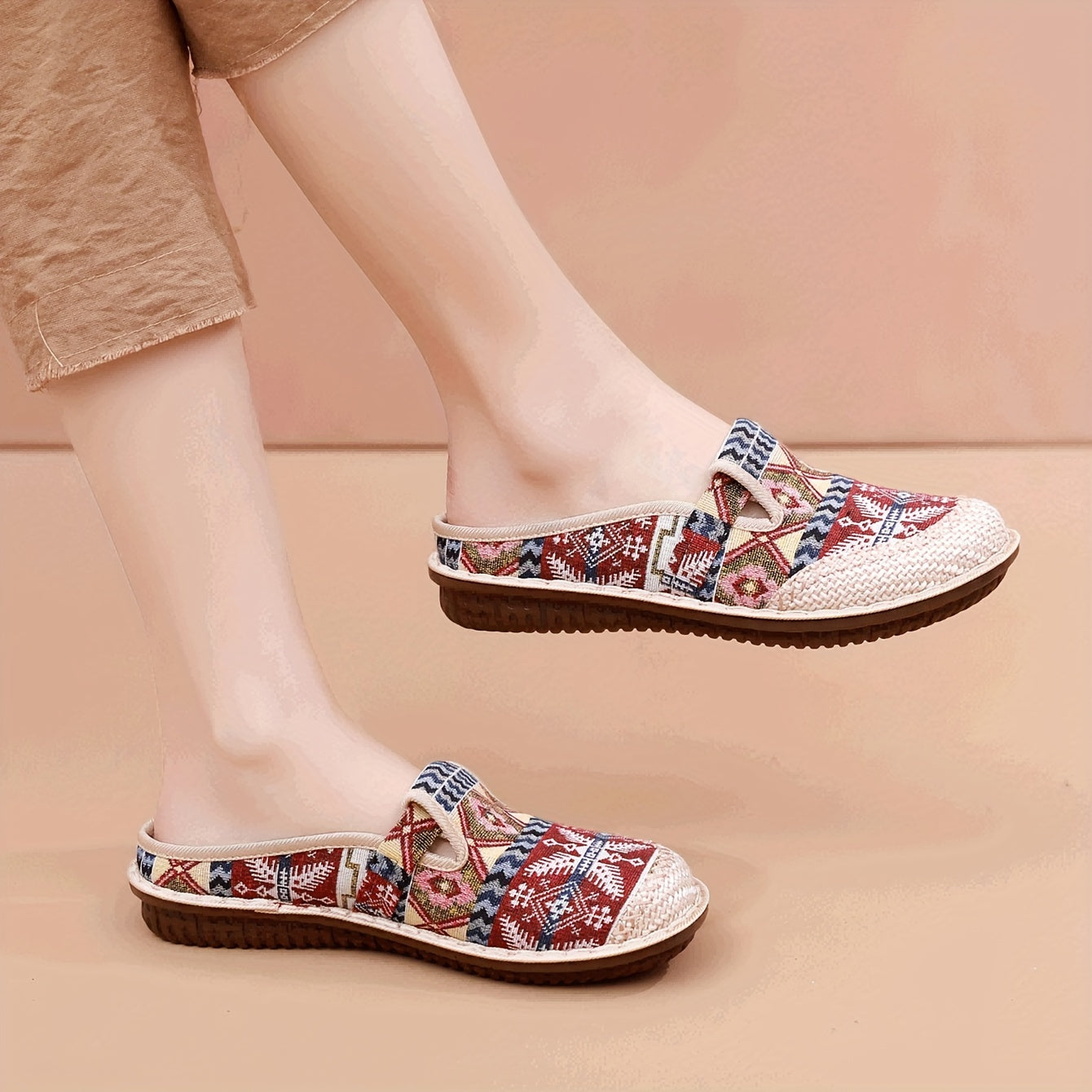 Women's Summer Tribal Style Slip-On Shoes Breathable Fabric All-Season Flowers