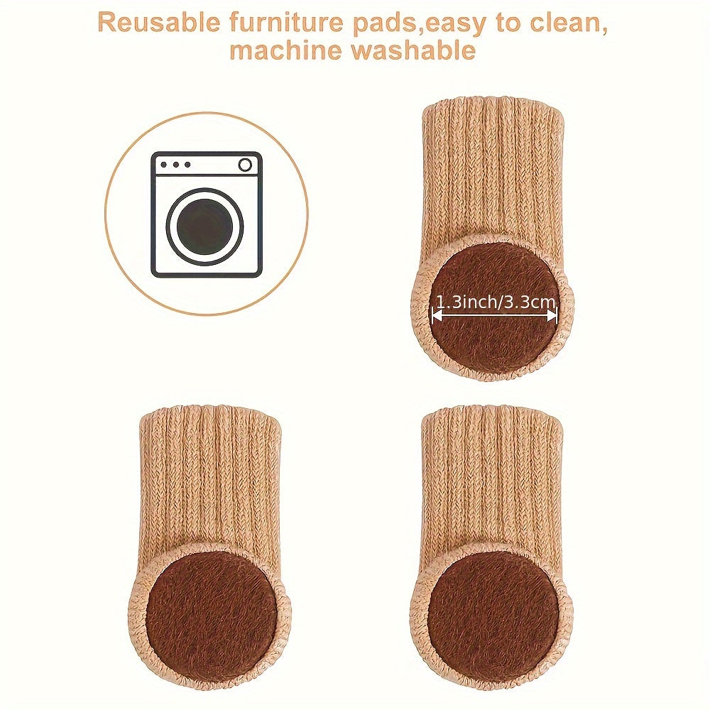 Set of 24 Elastic Chair Leg Socks with Anti-Slip Pads for Floor Protection