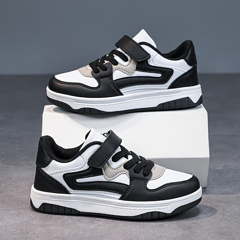 Zapatillas bajas para niños ligeras con rayas y cubierta de imitación casual para correr, deportes, marrón y blanco