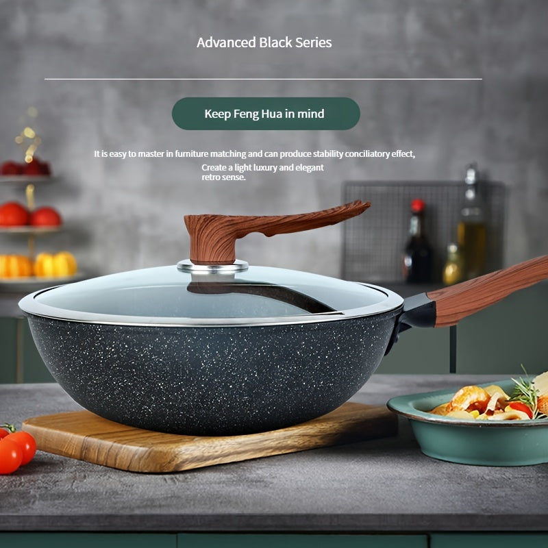 Cast Iron Chef's Pan Nonstick Coating 30cm 34cm Easy to Clean Ergonomic Handle