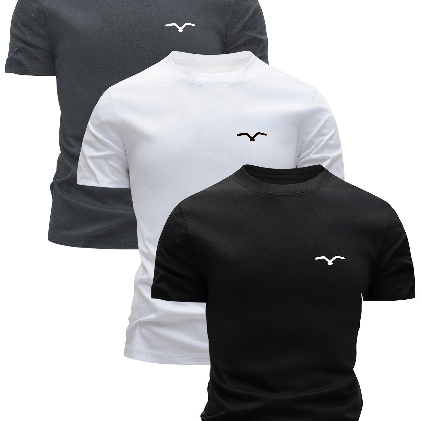 Set of 3 Men's Breathable Cotton T-Shirts for Summer Casual Wear
