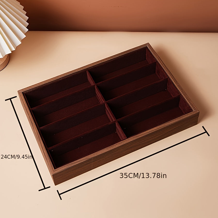 Wooden Grain Jewelry Organizer with 8 Slots for Watches and Accessories