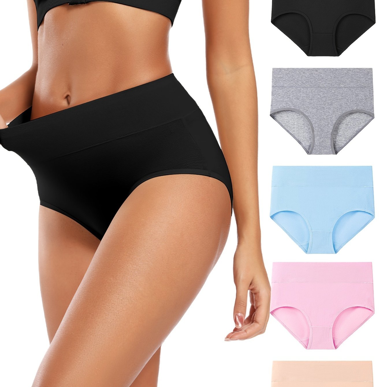 5 пар плотных боксеров с высокой талией, полной посадкой и мягким комфортом для женщин.