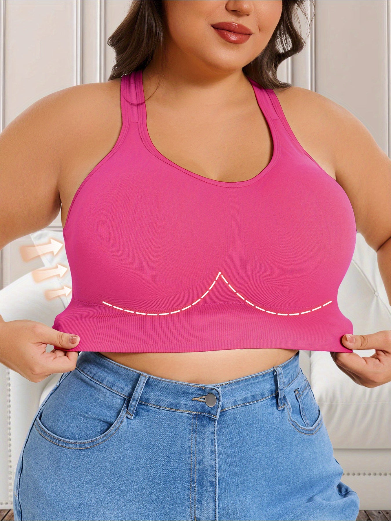 Women’s Breathable Sports Bra Plus Size Tummy Control Removable Pads