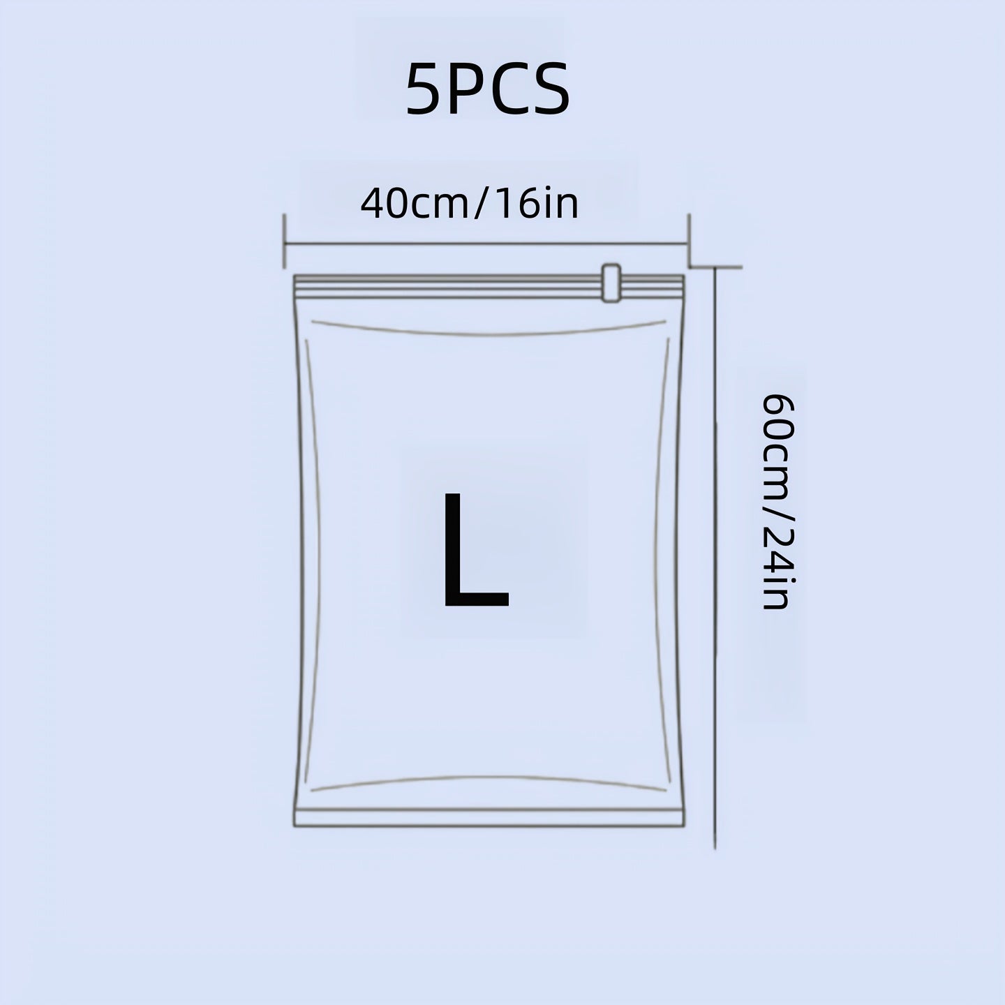 Set of 5 Vacuum Storage Bags Space-Saving Zippered for Clothing and Travel