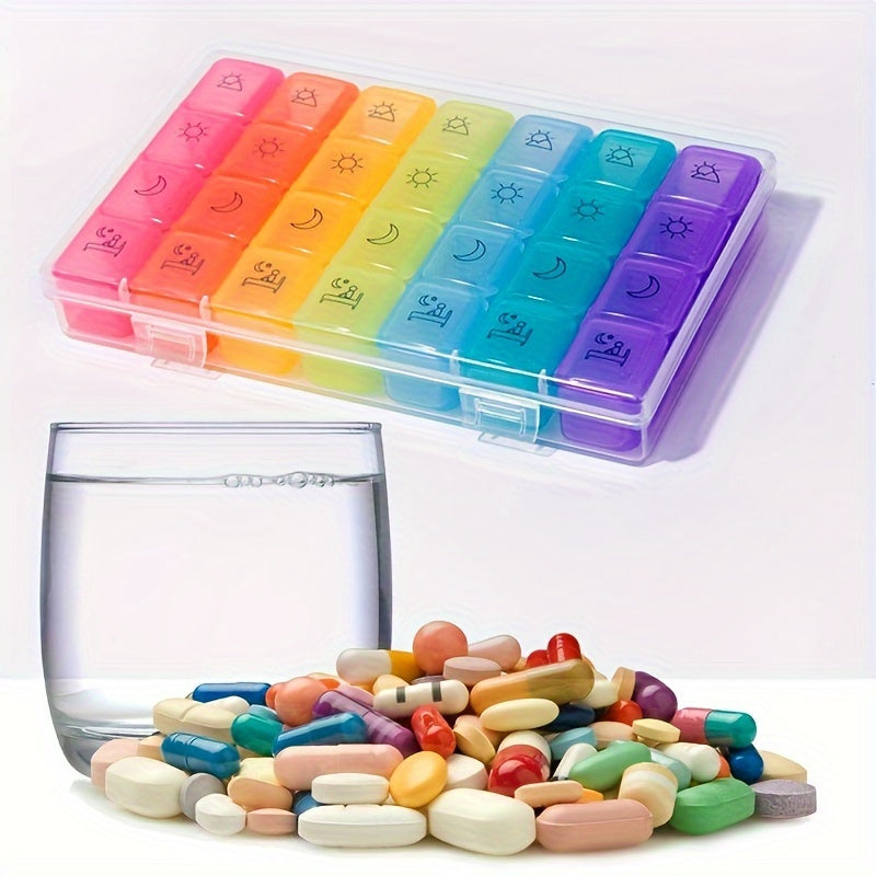 Travel Moisture-Proof Pill Box 28 Grids Portable Daily Medicine Organizer