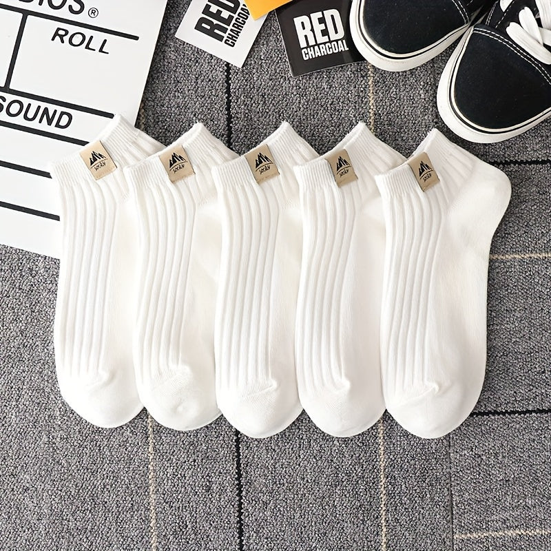 Pack of 5 Women’s Low Ankle Socks Solid Knit Polyester Elastane