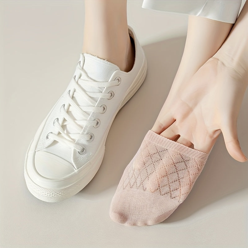 Women's No-Show Socks 5 Pairs Breathable Pastel Knit Summer Casual