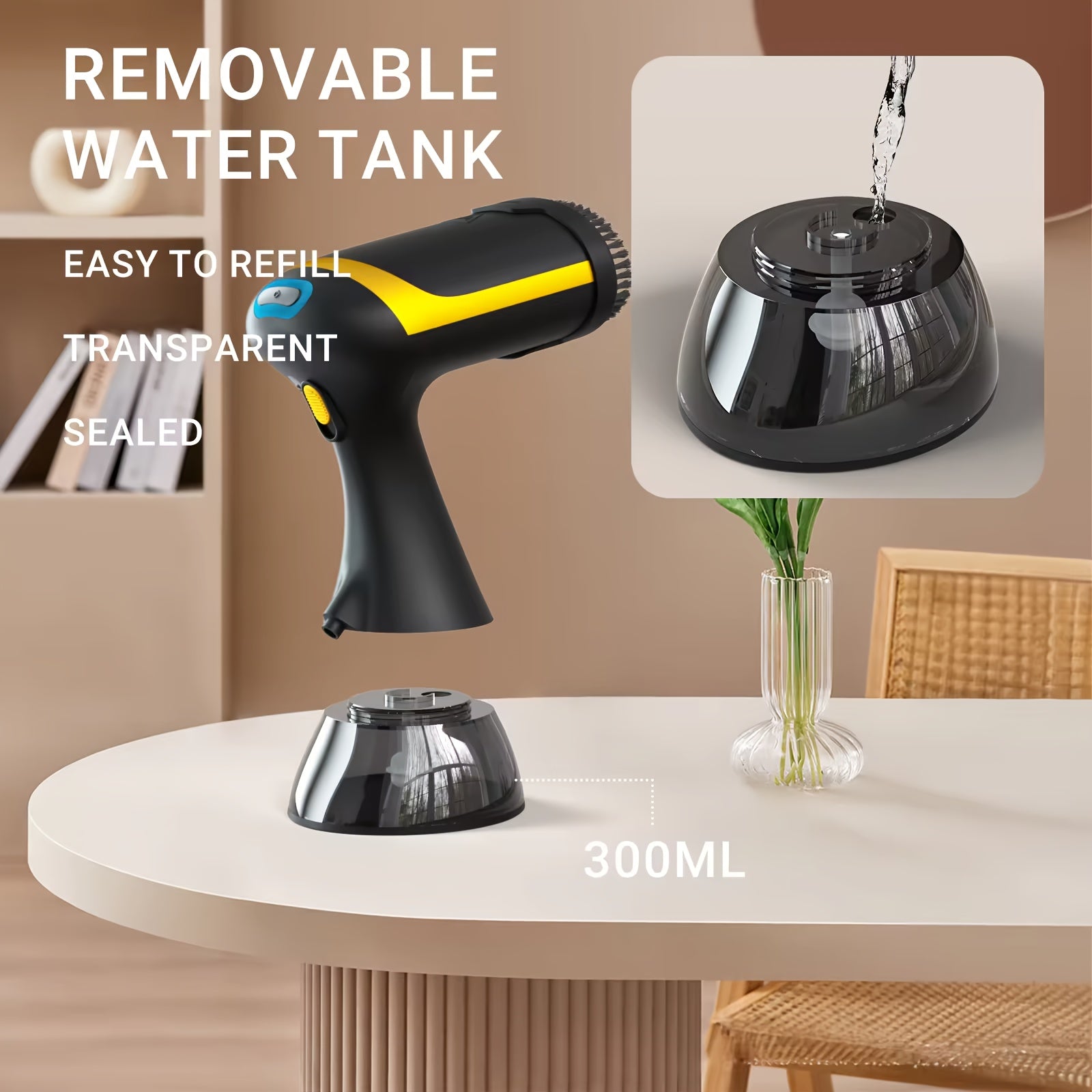 Vaporizador portátil de prendas 1500W Plancha de viaje de calentamiento rápido con depósito de agua extraíble