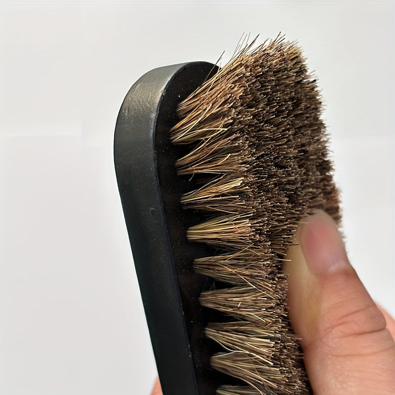 Unisex Solid Wood Horsehair Shoe Brush Oiling and Cleaning Tool