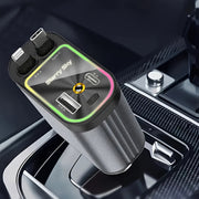 4-in-1 qaytariladigan avtomobil zaryadkichi 66W tez zaryadlash, LED chiroq va LED lamp bilan