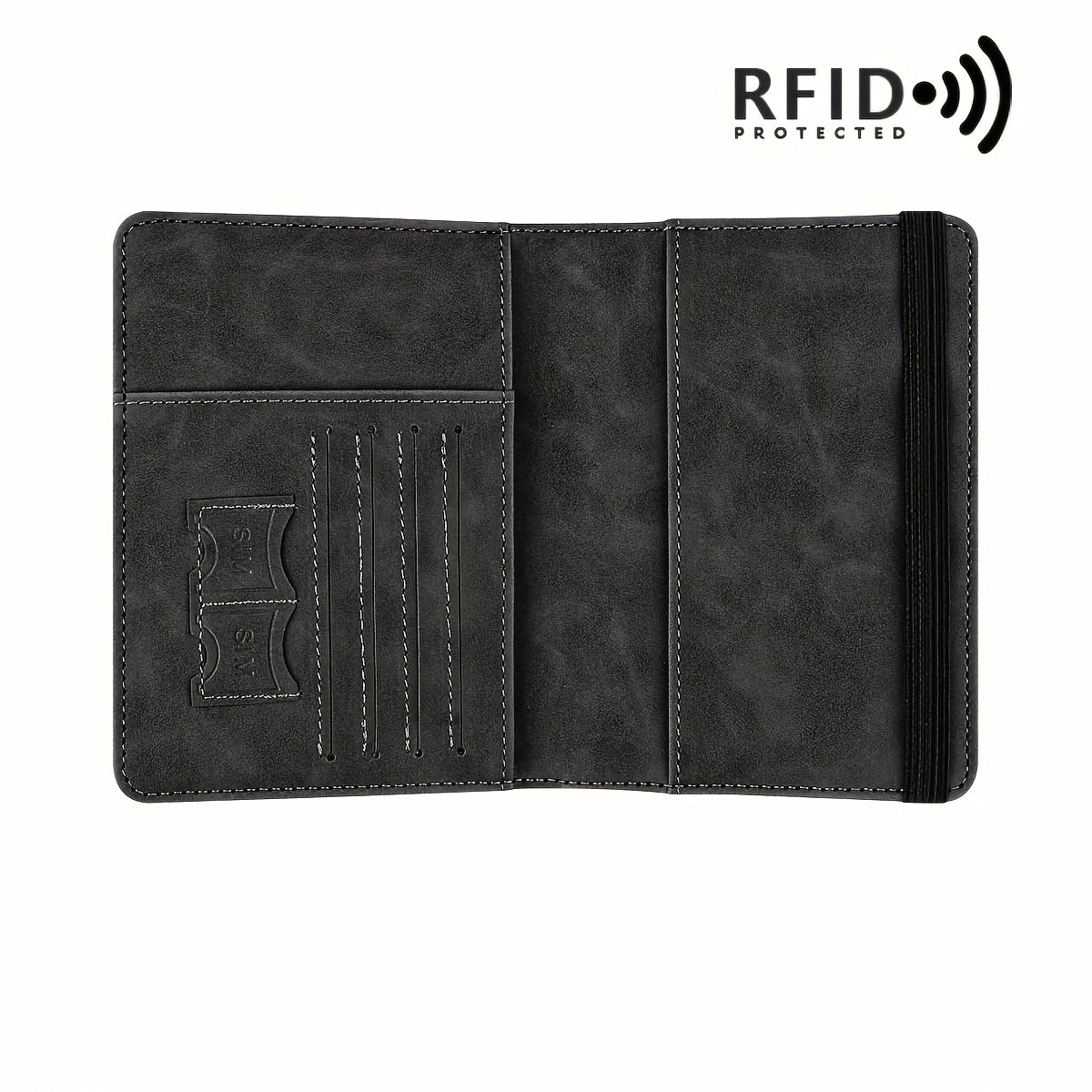 RFID Passport Holder Thin Retro PU Wallet Travel Document Organizer Light Grey
