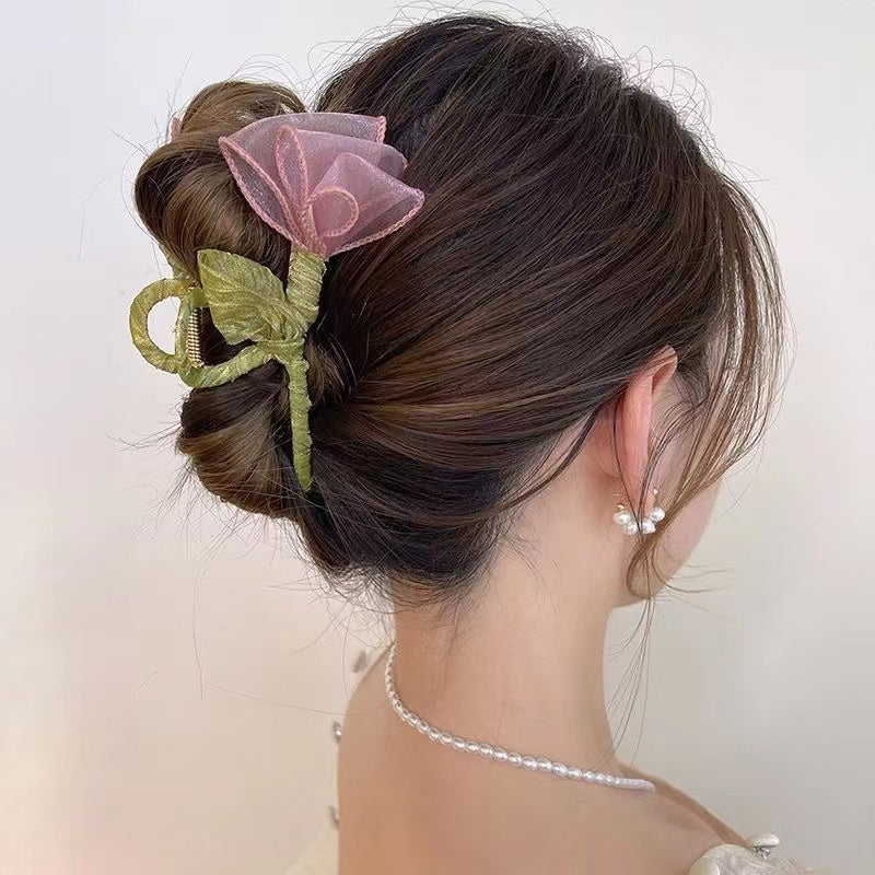 Tulip Flower Hair Claw Clip for Thick Hair Firm Grip Slip-Resistant Hair Accessory