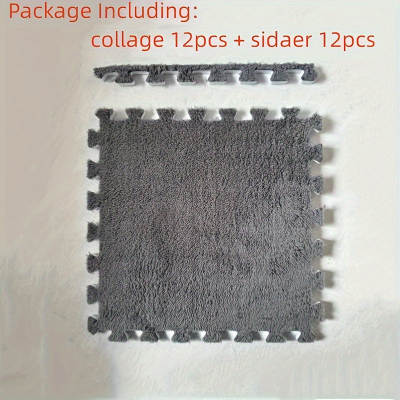 Juego de 10 baldosas de moqueta entrelazadas, alfombrillas de puzzle lavables, 29,97 cm