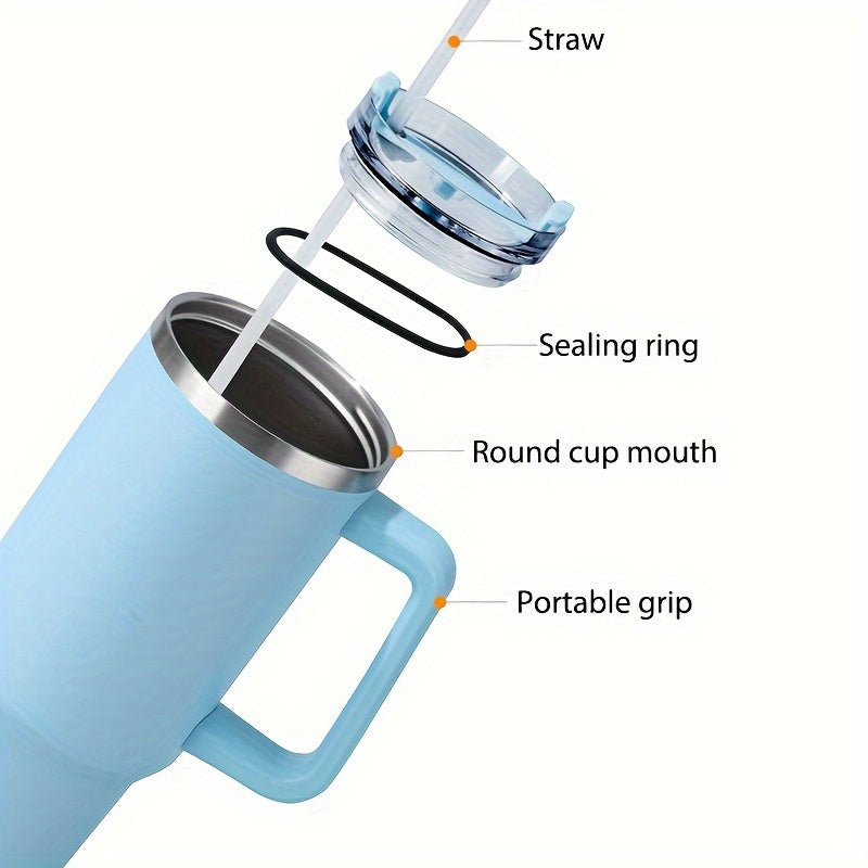 Vaso aislante de acero inoxidable con asa y pajilla para bebidas calientes y frías 20oz