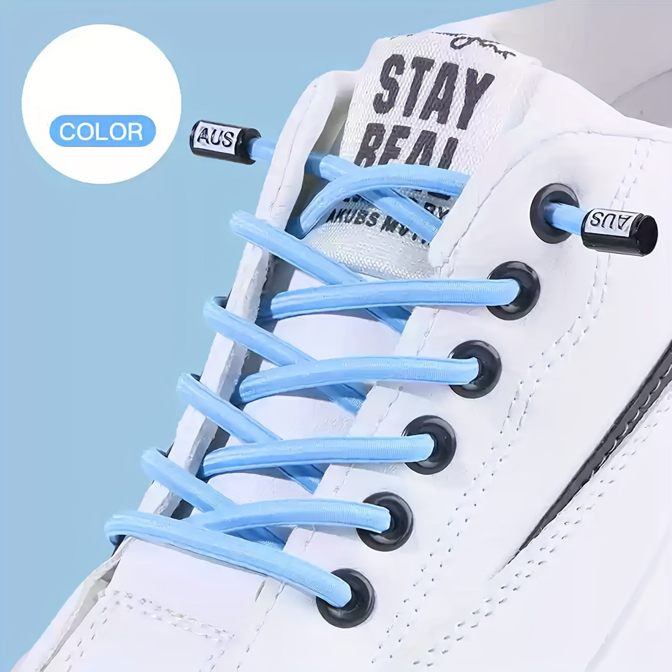 Unisex Elastic No-Tie Shoelaces with Safety Buckle Multicolor Durable Knit