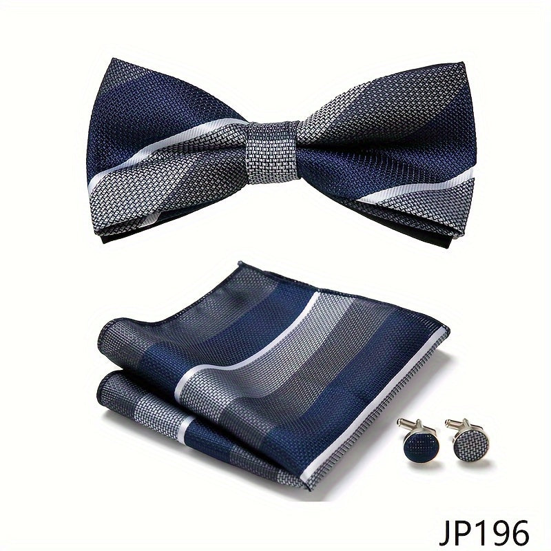 Men's Blue Polyester Tie and Pocket Square Set Floral Pattern for Formal Events